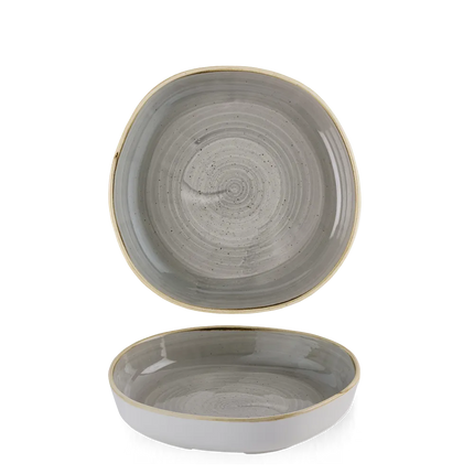Churchill Stonecast Grey organisch kom met rand 23x4,5 cm – grijze ondiepe kom voor restaurants