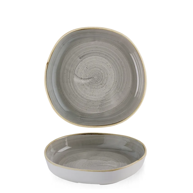 Churchill Stonecast Grey organisch kom met rand 23x4,5 cm – grijze ondiepe kom voor restaurants