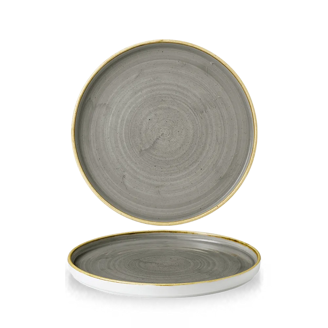 Churchill Stonecast Grey bord met opstaande rand Ø 22 cm – porseleinen bord voor hotels en restaurants