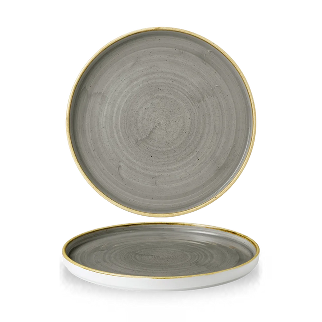 Churchill Stonecast Grey bord met opstaande rand Ø 26 cm – porseleinen bord voor cafés en bars