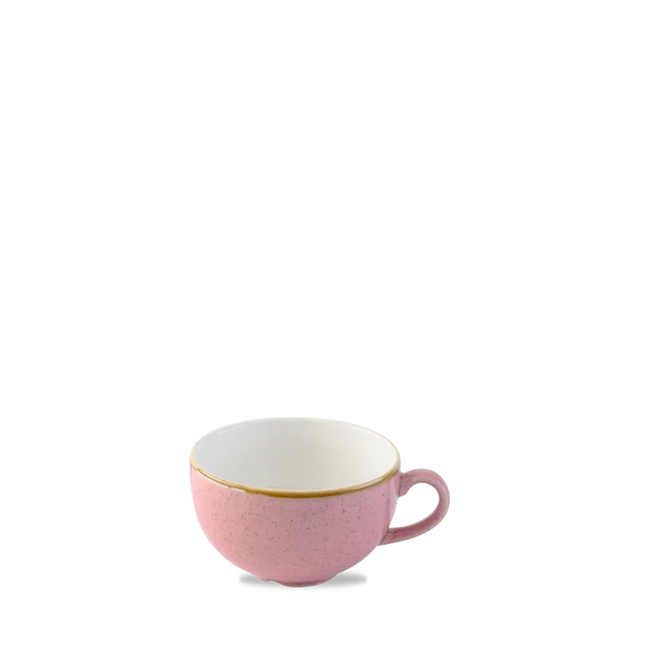 Churchill Stonecast Petal Pink cappuccinokopje 227 ml – gespikkeld porseleinen kopje voor cafés