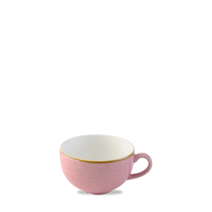 Churchill Stonecast Petal Pink cappuccinokopje 340 ml – gespikkeld porseleinen kopje voor cafés