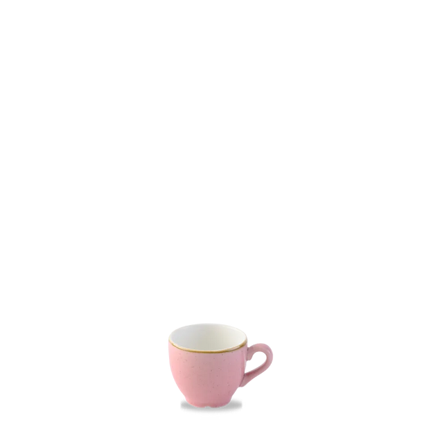 Churchill Stonecast Petal Pink espressokopje 100 ml – gespikkeld porseleinen kopje voor cafés