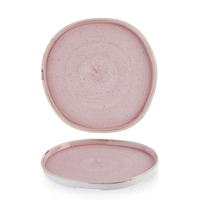 Churchill Stonecast Petal Pink organisch bord met rand Ø 25,5 cm – groot roze bord voor restaurants