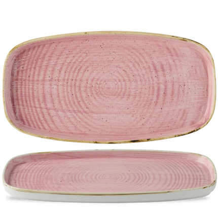 Churchill Stonecast Petal Pink chef's bord langwerpig 35 x 18,5 cm – gespikkeld bord voor fine dining