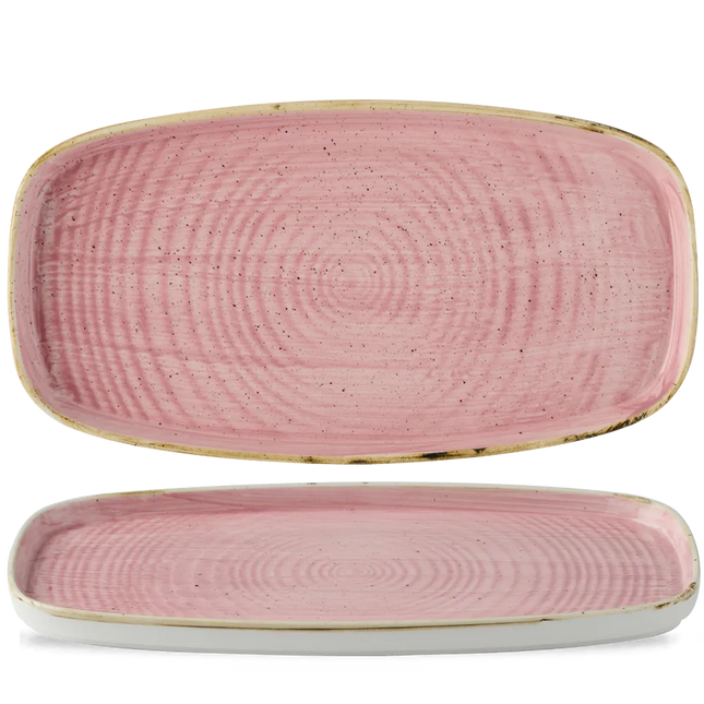 Churchill Stonecast Petal Pink chef's bord langwerpig 35 x 18,5 cm – gespikkeld bord voor fine dining