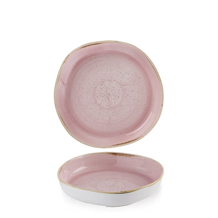 Churchill Stonecast Petal Pink organisch kom met rand 20x4,5 cm – zacht roze ondiepe kom voor horeca