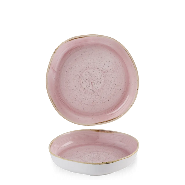 Churchill Stonecast Petal Pink organisch kom met rand 20x4,5 cm – zacht roze ondiepe kom voor horeca