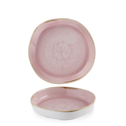 Churchill Stonecast Petal Pink organisch kom met rand 23x4,5 cm – roze ondiepe kom voor restaurants