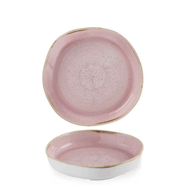 Churchill Stonecast Petal Pink organisch kom met rand 23x4,5 cm – roze ondiepe kom voor restaurants