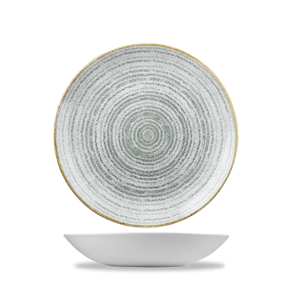 Churchill Studio Prints Stone Grey coupekom Ø 18 cm – randloze porseleinen kom voor buffetten en catering