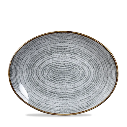 Churchill Studio Prints Stone Grey ovaal coupebord 32 cm – randloos porseleinen bord voor de horeca