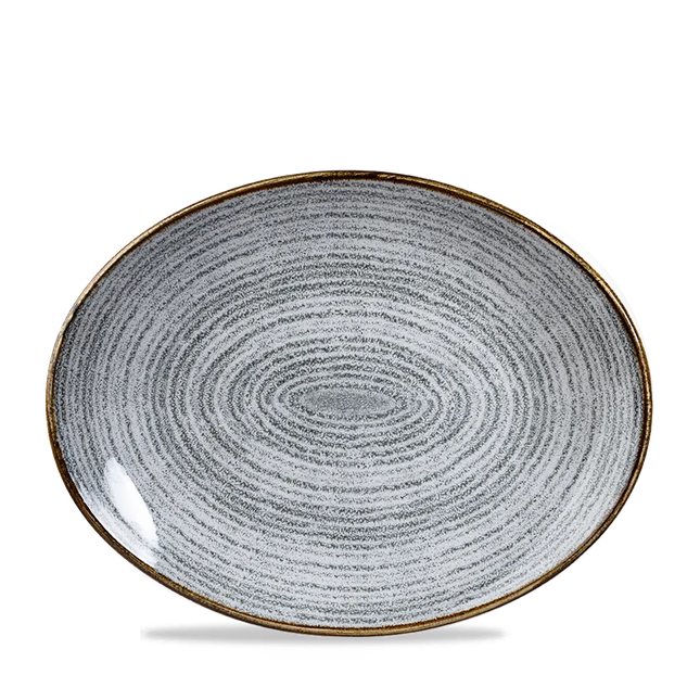 Studio Prints Stone Grey Orbit Oval Coupe Plate 32cm 12/box