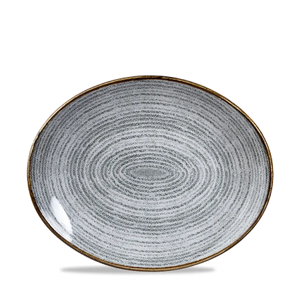 Churchill Studio Prints Stone Grey ovaal coupebord 28,1 cm – randloos porseleinen bord voor hotels en restaurants