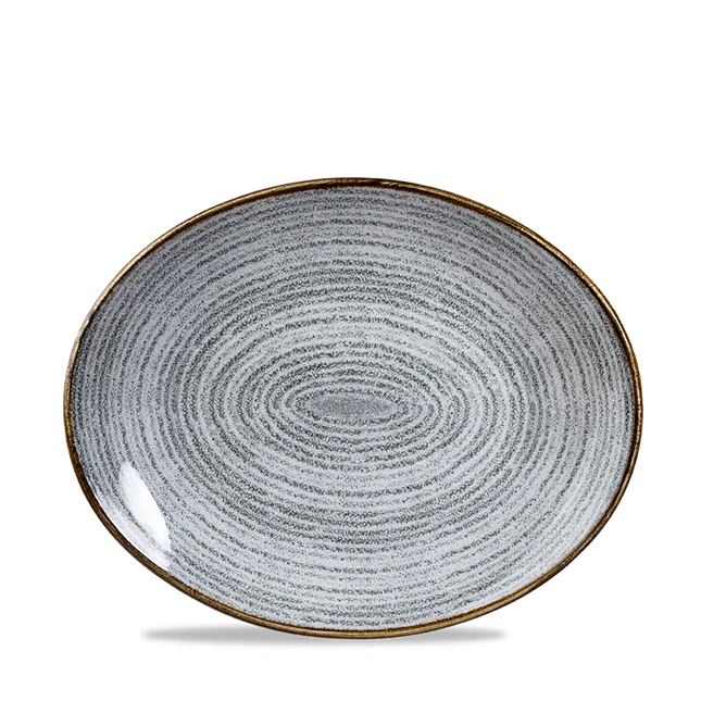 Studio Stone Grey Orbit Oval Coupe Plate 28.1cm 12/box