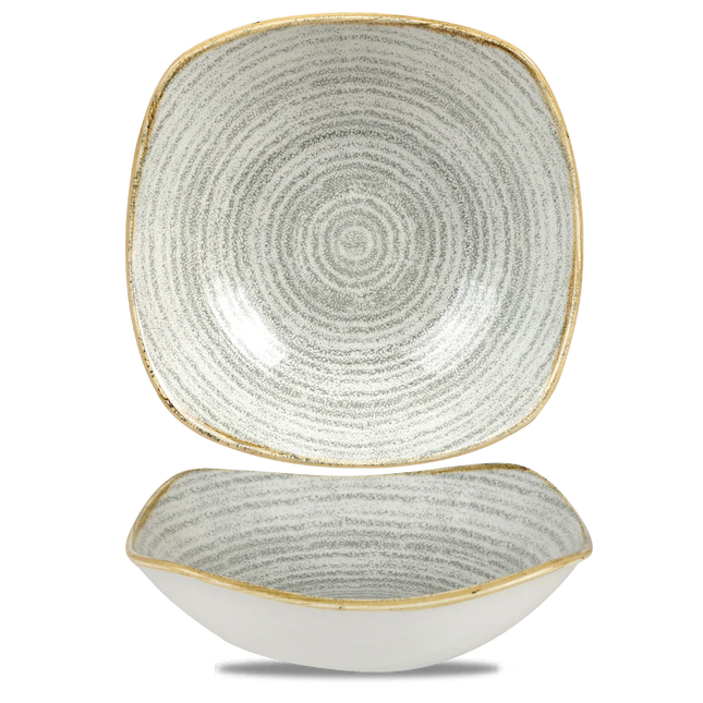 Churchill Studio Prints Stone Grey vierkante kom 24 cm – porseleinen kom voor buffetten en catering