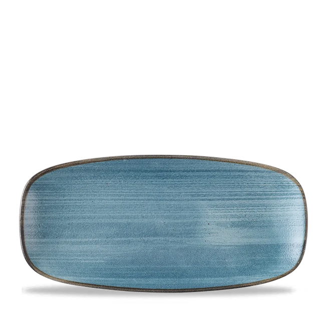 Churchill Stonecast Raw Teal ovaal chef's bord 26,9x12,7 cm – porseleinen bord voor horeca