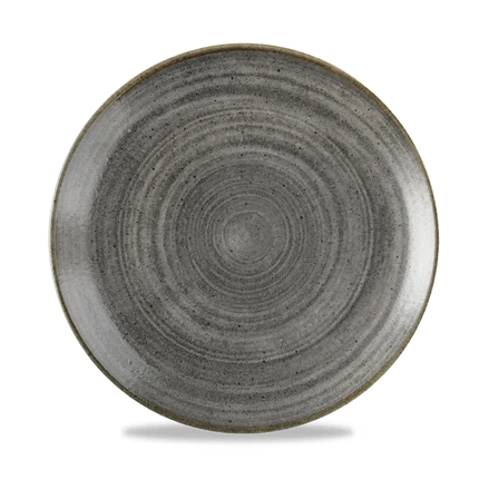 Churchill Stonecast Raw Black Evolve coupebord Ø 26 cm – randloos porseleinen bord voor buffetten en catering