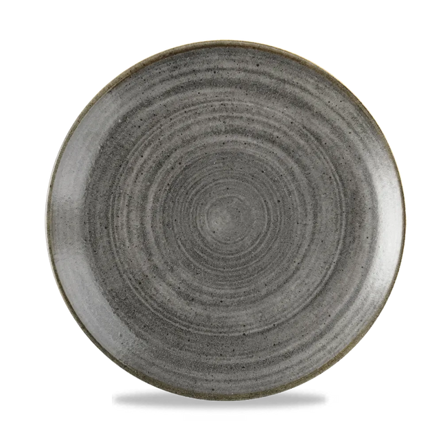 Churchill Stonecast Raw Black Evolve coupebord Ø 26 cm – randloos porseleinen bord voor buffetten en catering