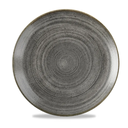 Churchill Stonecast Raw Black Evolve coupebord Ø 28,8 cm – randloos porseleinen bord voor professionele keukens