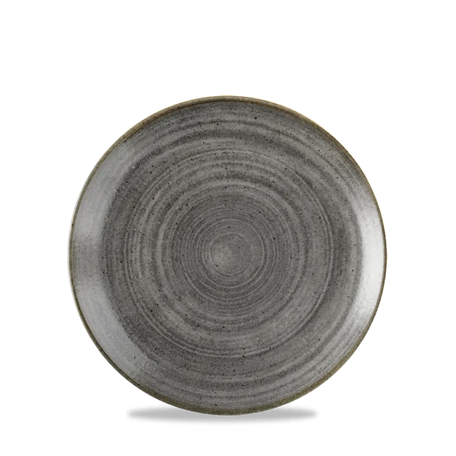 Churchill Stonecast Raw Black Evolve coupebord Ø 16,5 cm – randloos porseleinen bord voor de horeca