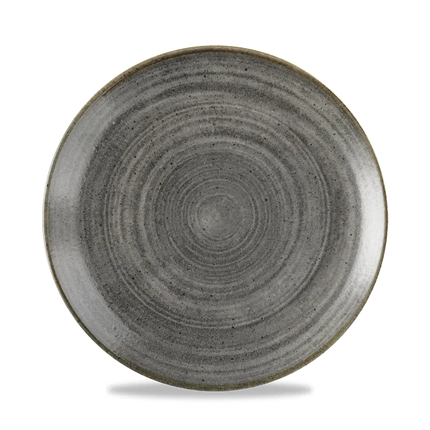 Churchill Stonecast Raw Black Evolve coupebord Ø 21,7 cm – randloos porseleinen bord voor hotels en restaurants