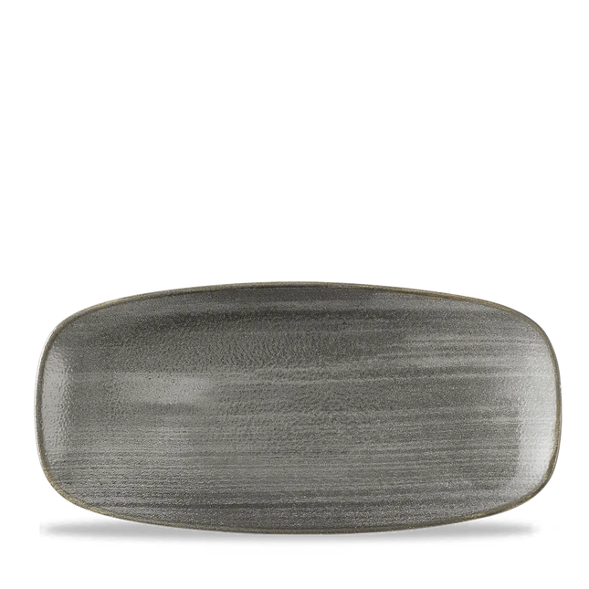 Churchill Stonecast Raw Black ovaal chef's bord 26,9x12,7 cm – porseleinen bord voor horeca