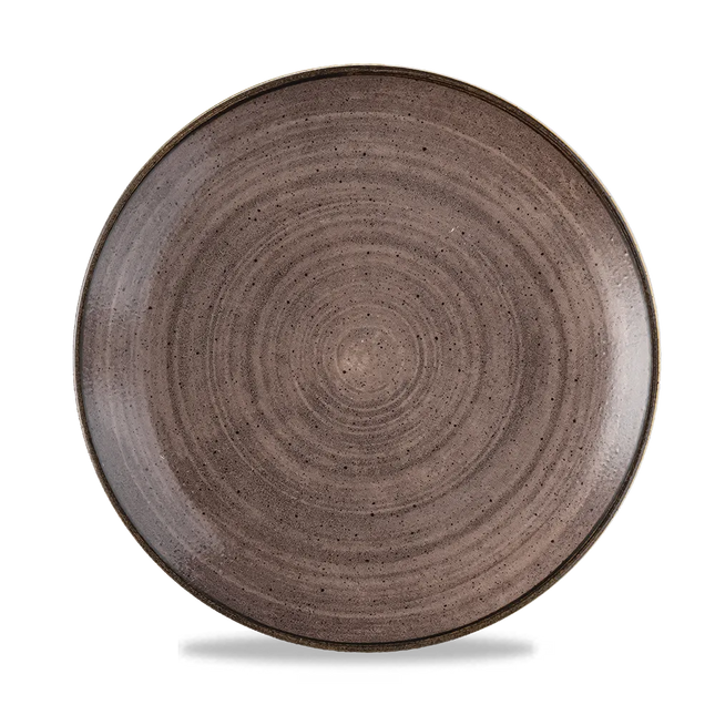 Churchill Stonecast Raw Brown Evolve coupebord Ø 26 cm – randloos porseleinen bord voor de horecasector
