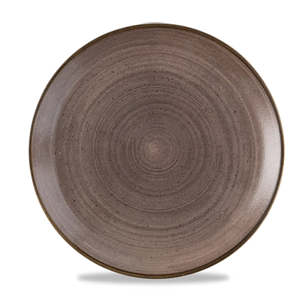 Churchill Stonecast Raw Brown Evolve coupebord Ø 28,8 cm – randloos porseleinen bord voor restaurants
