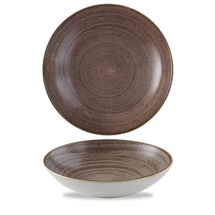 Churchill Stonecast Raw Brown Evolve coupekom 1136 ml – grote randloze porseleinen kom voor hotels en restaurants