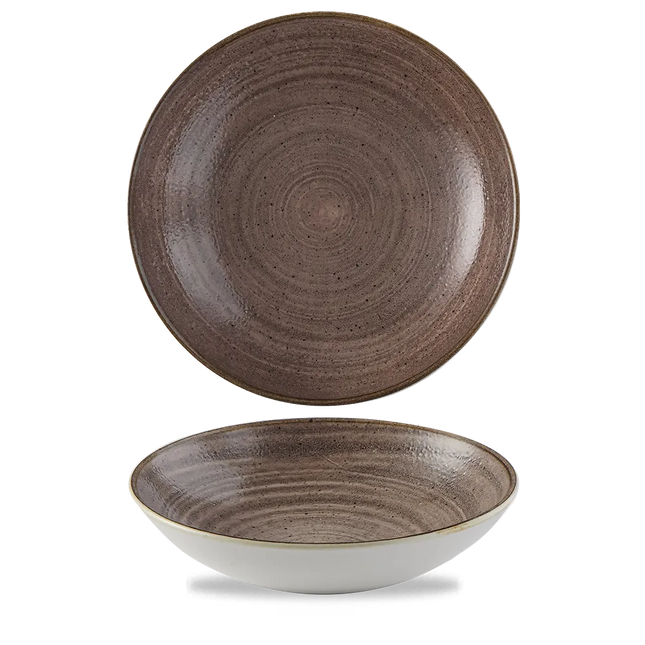 Churchill Stonecast Raw Brown Evolve coupekom 1136 ml – grote randloze porseleinen kom voor hotels en restaurants