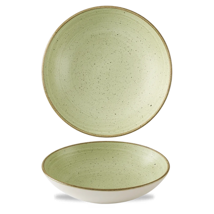 Churchill Stonecast Raw Green coupekom Ø 24,8 cm – gespikkelde porseleinen kom voor restaurants