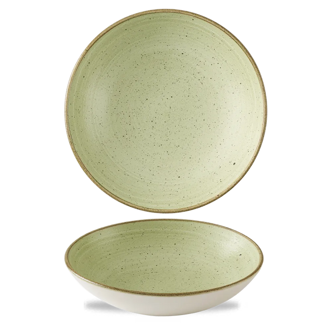 Churchill Stonecast Raw Green coupekom Ø 24,8 cm – gespikkelde porseleinen kom voor restaurants