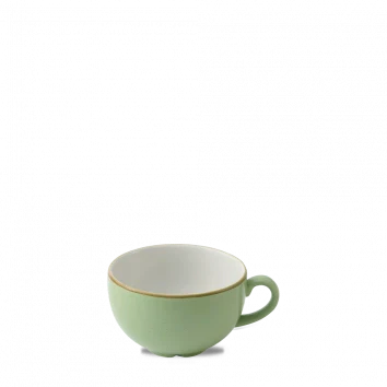 Churchill Stonecast Sage Green cappuccinokop 340 ml – salie-groen gespikkeld porseleinen koffiekop voor horeca