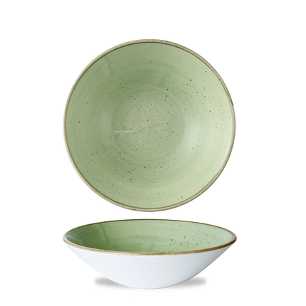 Churchill Stonecast Sage Green diepe coupekom Ø 21,7 cm – gespikkelde porseleinen kom voor restaurants