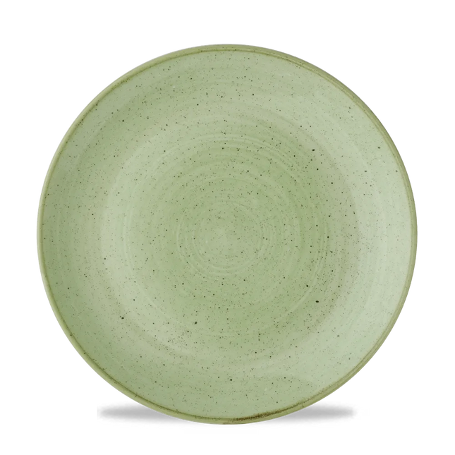 Churchill Stonecast Sage Green coupebord Ø 27 cm – gespikkeld porseleinen bord voor restaurants