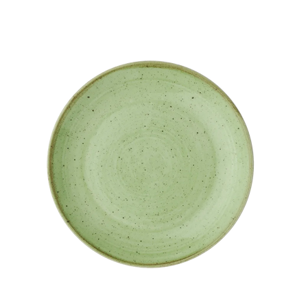 Churchill Stonecast Sage Green Evolve coupebord Ø 16,5 cm – randloos gespikkeld bordje voor amuses