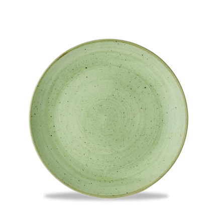 Churchill Stonecast Sage Green Evolve coupebord Ø 21,7 cm – randloos gespikkeld bord voor voorgerechten