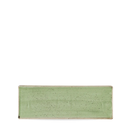 Churchill Stonecast Sage Green ovaal bord 25x9 cm – gespikkeld groen bord voor fine dining