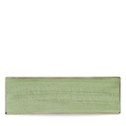 Churchill Stonecast Sage Green ovaal bord 33x11 cm – groot groen bord voor horecapresentatie