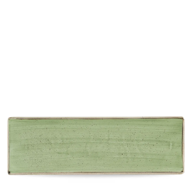 Churchill Stonecast Sage Green ovaal bord 33x11 cm – groot groen bord voor horecapresentatie