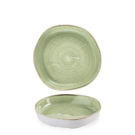 Churchill Stonecast Sage Green kom met rand 20x4,5 cm – salie groene ondiepe kom voor horeca