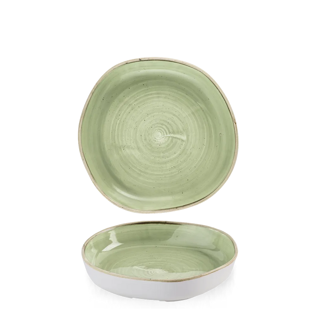 Churchill Stonecast Sage Green kom met rand 20x4,5 cm – salie groene ondiepe kom voor horeca