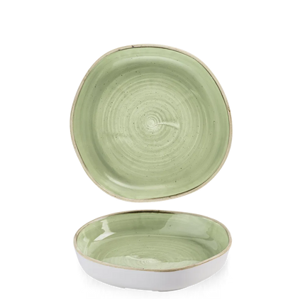 Churchill Stonecast Sage Green kom met rand 23x4,5 cm – salie groene ondiepe kom voor restaurants