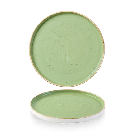 Churchill Stonecast Sage Green bord met rand Ø 21 cm – gespikkeld bord voor voorgerechten