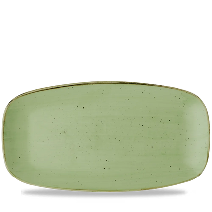 Churchill Stonecast Sage Green chef's bord langwerpig 35,5 x 18,9 cm – gespikkeld bord voor fine dining