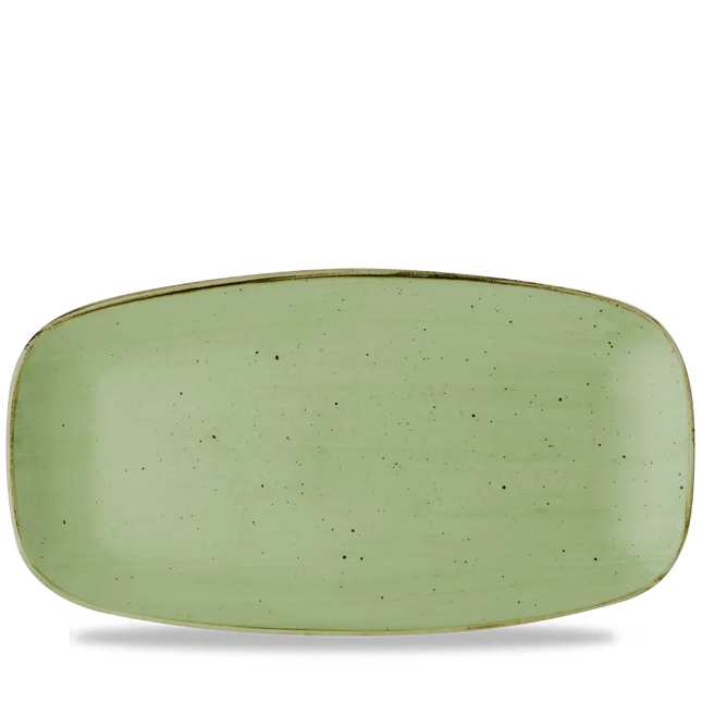 Churchill Stonecast Sage Green chef's bord langwerpig 35,5 x 18,9 cm – gespikkeld bord voor fine dining