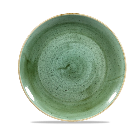 Churchill Stonecast Samphire Green coupe bord Ø 26 cm – gespikkeld groen bord voor horeca