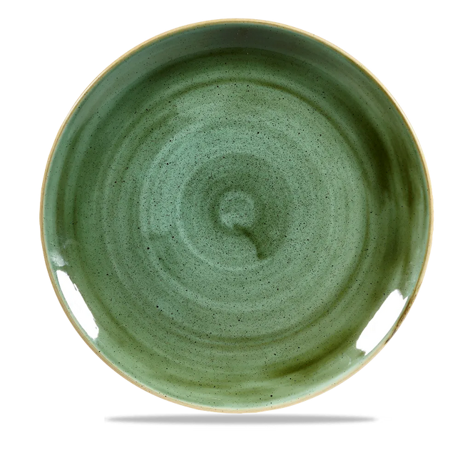 Churchill Stonecast Samphire Green Evolve coupebord Ø 29 cm – randloos porseleinen bord voor fine dining