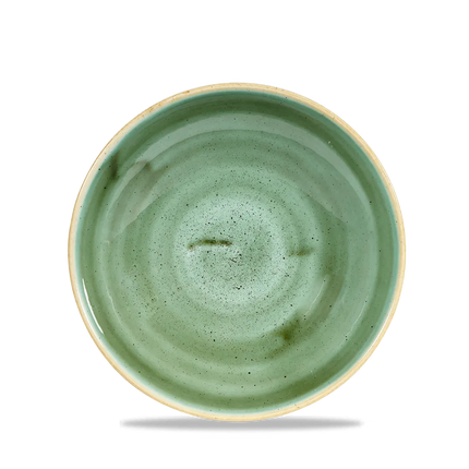 Churchill Stonecast Samphire Green coupekom Ø 18 cm – randloze porseleinen kom voor buffetten en catering